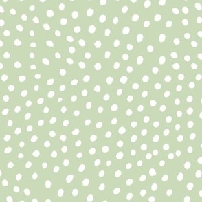 Spotty Dots, White on Sage Green