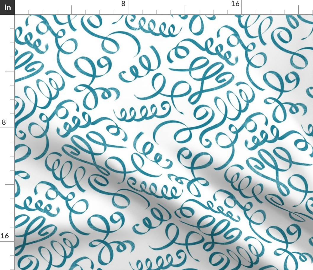 Teal Blue Curling Ribbon on White