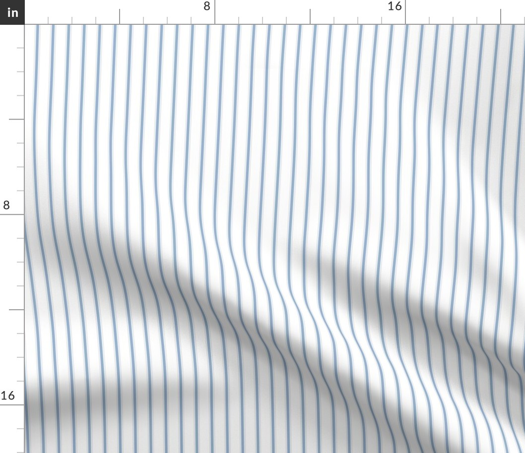 Soft Ticking Stripe - White, Light Blue & Gray