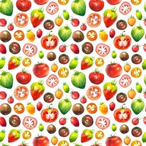 Pattern with watercolor tomatoes