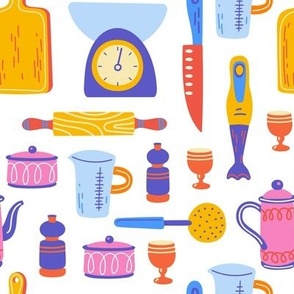Scandinavian  pattern  with kitchen utensils and appliances. 
