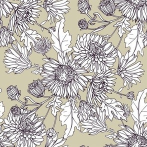 Chrysanthemums hand-drawn pattern