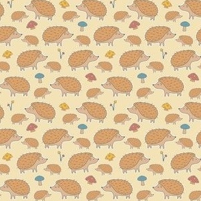 Extra Small Woodland Hedgehogs on Butter Yellow