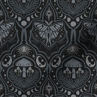 Gothic Nature Damask - small - cool gray