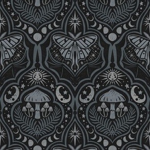 Gothic Nature Damask - small - cool gray