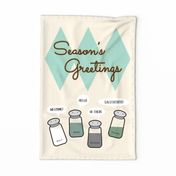 “Seasons” Greetings Pun Tea Towel