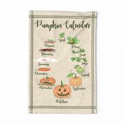 Pumpkin Life Cycle Calendar Tea Towel, Burlap