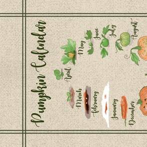 Pumpkin Life Cycle Calendar Tea Towel, Burlap