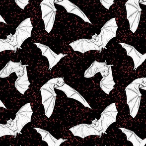 Gothic White Bats Red Spatter Pattern