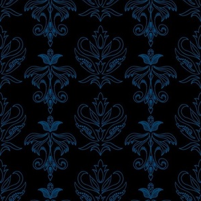 gothic scrolls blue on black