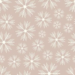 SIMPLE SNOWFLAKES Christmas Winter Snow Hygge Holidays in Cozy Pastels Cream on Beige - MEDIUM Scale - UnBlink Studio by Jackie Tahara