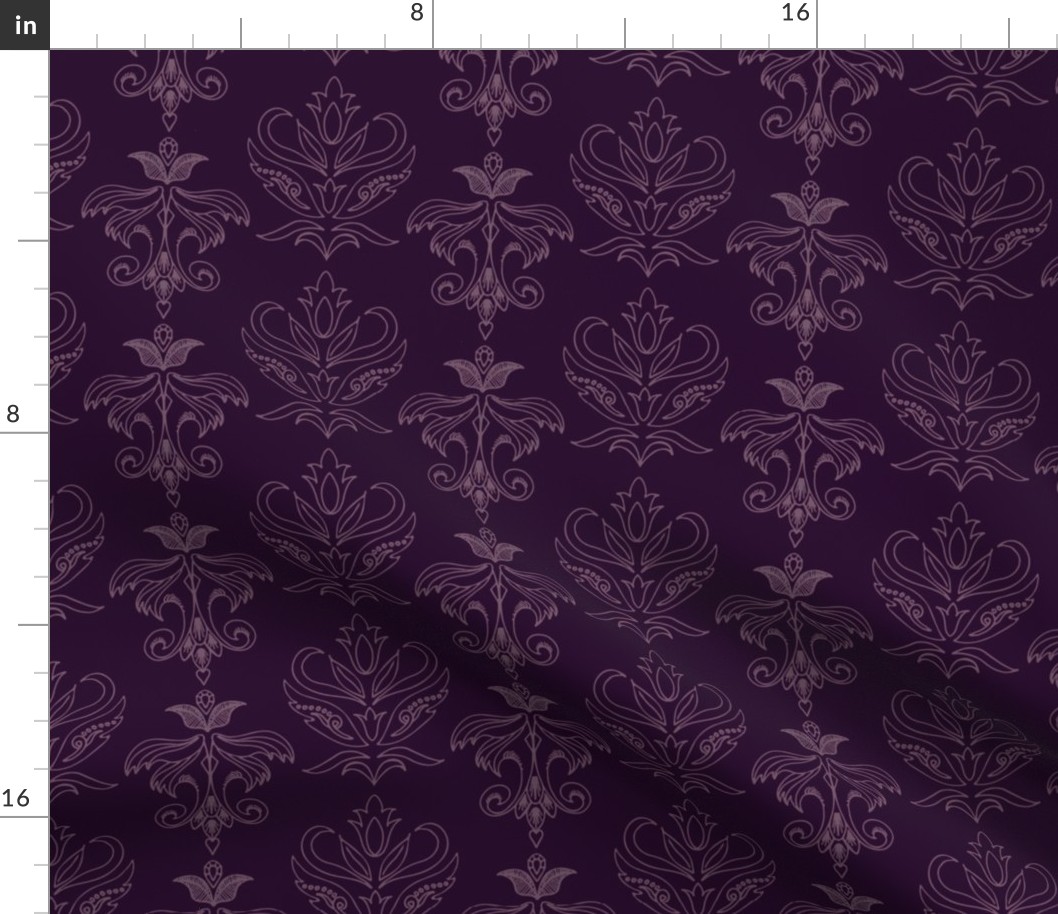 gothic scrolls mauve on purple