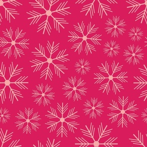 SIMPLE SNOWFLAKES Christmas Winter Snow Festive Holidays in Traditional Light Pink on Fuchsia Pink - MEDIUM Scale - UnBlink Studio by Jackie Tahara