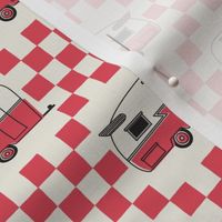 checkered red trailers