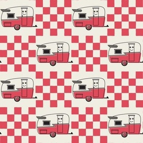 checkered red trailers