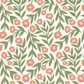 Cabin Floral | SM Scale | Ivory, Green, Pink