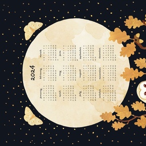 Owl and moon 2024 teatowel calendar