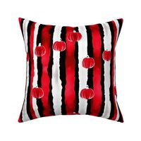 Pumpkin Striped Symphony -II - Black/Red/White