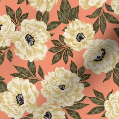 JAELA CONTEMPORARY INKED FLORAL- PEACH SML
