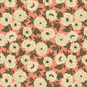 JAELA CONTEMPORARY INKED FLORAL- PEACH SML