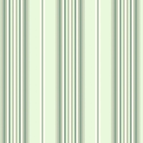 Classic vertical ticking stripes, pastel mint green with ivory and muted green tones