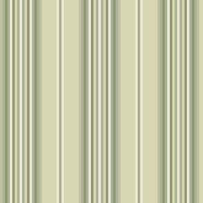 Classic vertical ticking stripes, olive green with ivory and muted sage tones