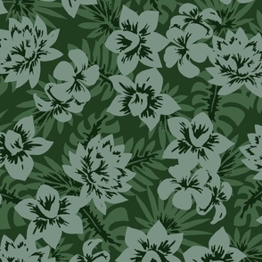 BOLI PAINTED TROPICAL FLORAL- GREEN LRG