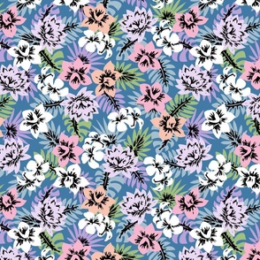 BOLI PAINTED TROPICAL FLORAL- BLUE SML