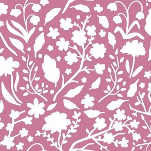Cottage Garden Floral silhouettes - pink