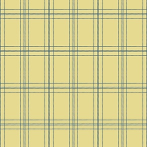 Lined Linens - Quad Plaid - Medium Blue, Light Yellow- (Italian Orchard)