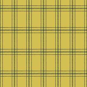 Lined Linens - Quad Plaid - Navy,  Deep Yellow- (Italian Orchard)