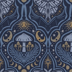 Gothic Nature Damask - large - celestial blue 