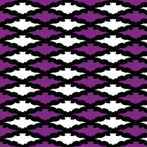 Bat Diamond Pattern Purple & White On Black