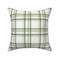 Classic Holiday Plaid Stripe in Sage Green, Beige Gray, Ivory White