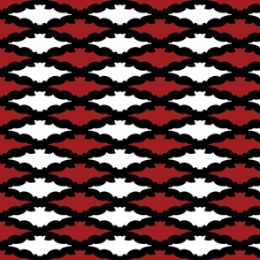 Bat Diamond Pattern Red & White On Black