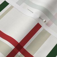 Classic Holiday Plaid Stripe in Rich Crimson Red, Emerald Green, Ivory White, Beige