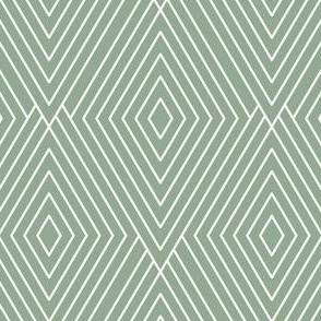 Modern Minimal Elegant Geometric Diamond Line Art in Sage Green and Ivory White