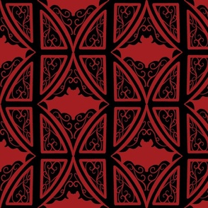 Elegant Bat Diamond Pattern Red On Black