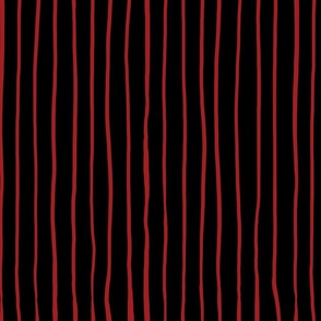 Thin Hand Drawn Stripes Red On Black