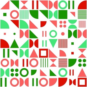 Groovy Boho Funky Retro Midcentury Modern Bold Vivid Red and Green Christmas Pattern Digital Abstract Art