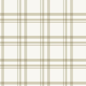 Classic Holiday Neutral Plaid Stripe in Ivory White, Beige Gray