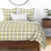 Classic Holiday Plaid Stripe in Ivory White, Sage Green, Gold, Beige Gray