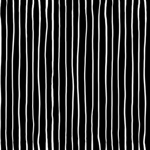Thin Hand Drawn Stripes White On Black