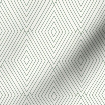 Modern Minimal Elegant Geometric Diamond Line Art in Sage Green and Ivory White