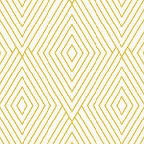 Modern Minimal Elegant Geometric Diamond Line Art in Gold Yellow and Ivory White