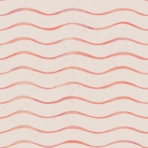 Water Color Waves - Coral Orange and Salmon Pink