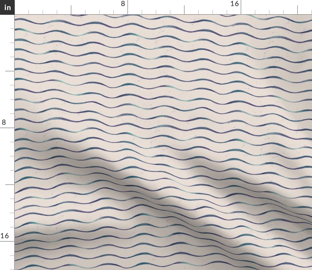 Watercolor Waves - Navy