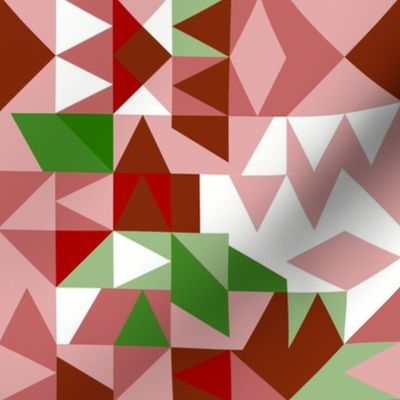 Groovy Boho Geoemetric Retro Mod Hipster Red and Green Christmas Digital Abstract Pattern