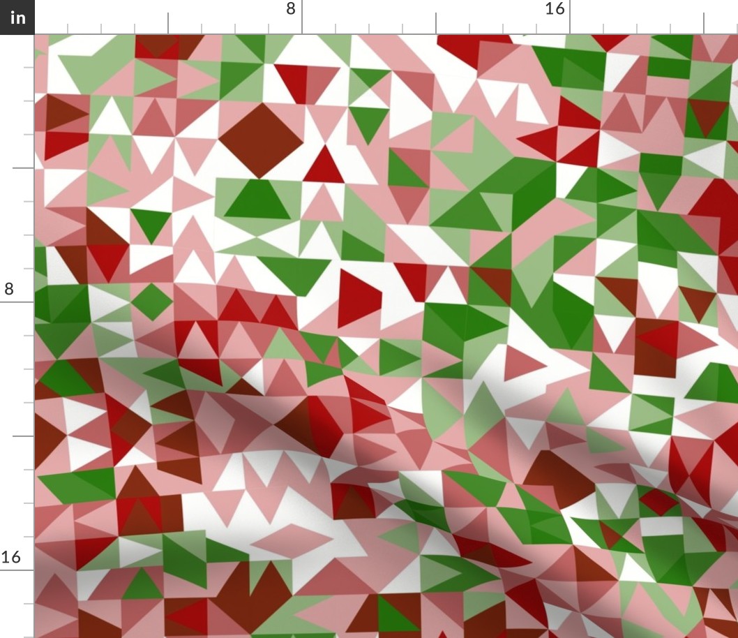 Groovy Boho Geoemetric Retro Mod Hipster Red and Green Christmas Digital Abstract Pattern