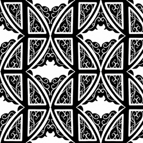 Elegant Bat Diamond Pattern White On Black